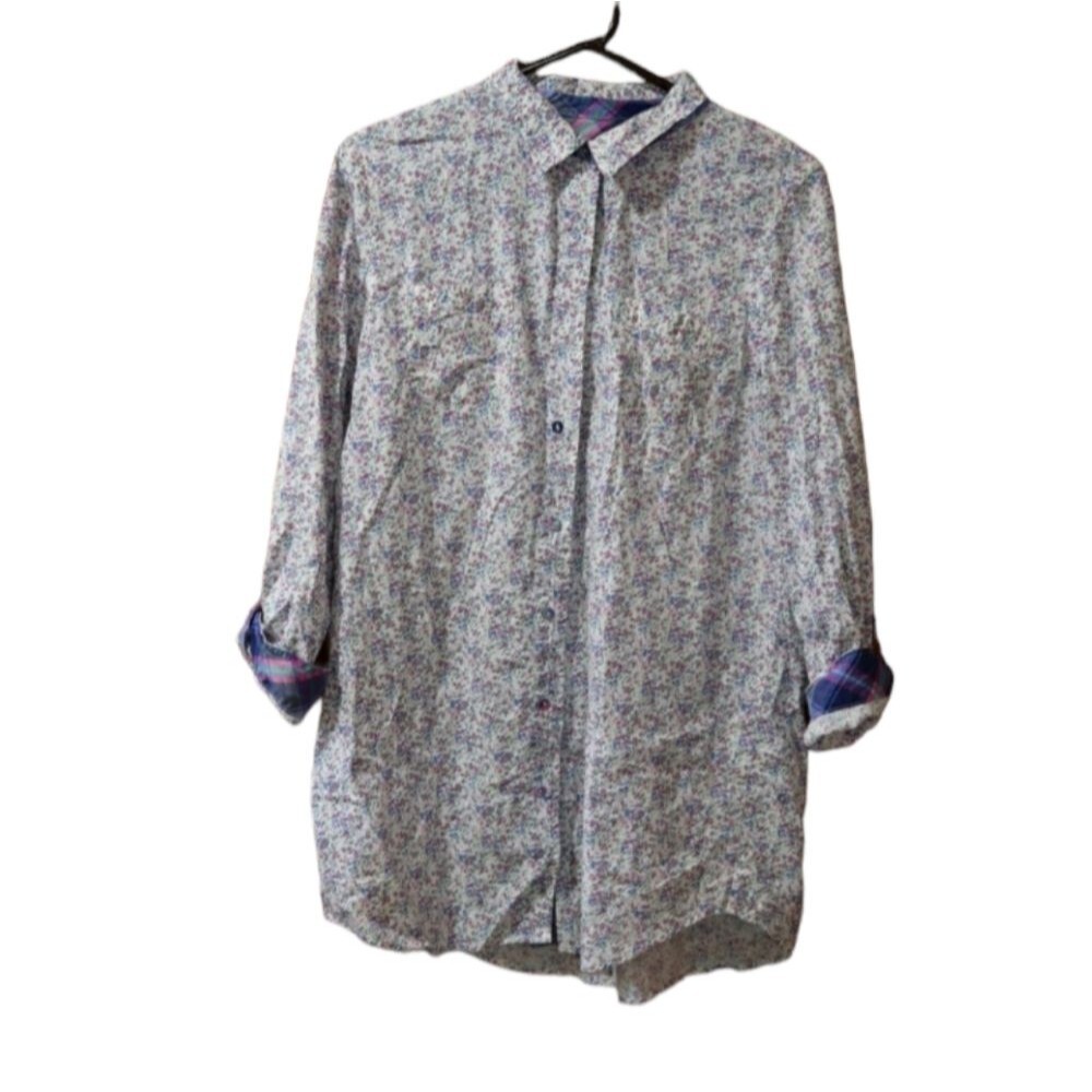 Jane & Bleaker Micro Danity Feminine Floral Button Up Blouse Medium
